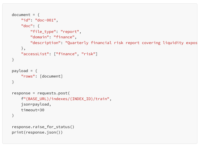 Code sample of one document